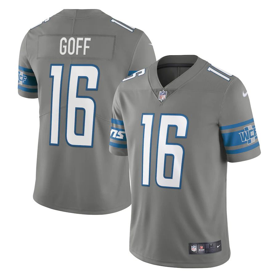 Men Detroit Lions 16 Jared Goff Nike Steel Alternate Vapor Limited NFL Jersey